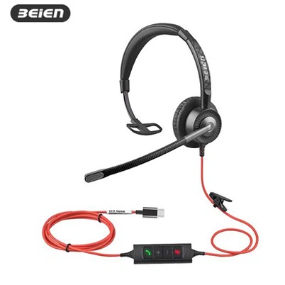 Einohriges USB-C-Headset mit Geräuschunterdrückung und Mikrofon für Laptop
